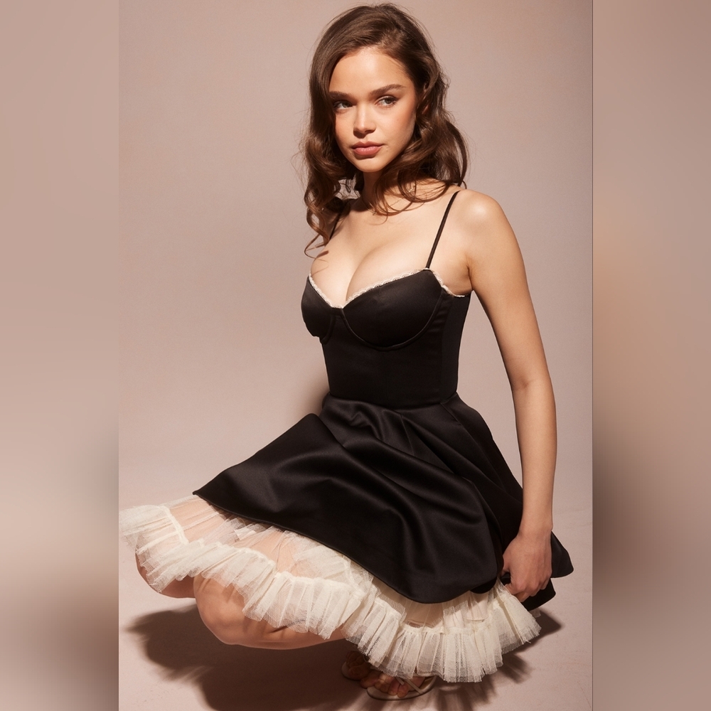 House of CB Minimoiselle in Black Satin - Tall